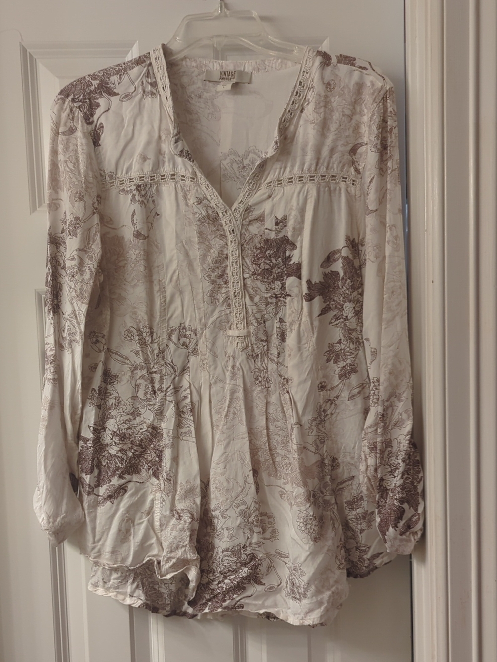 Vintage Style Floral Peasant Blouse